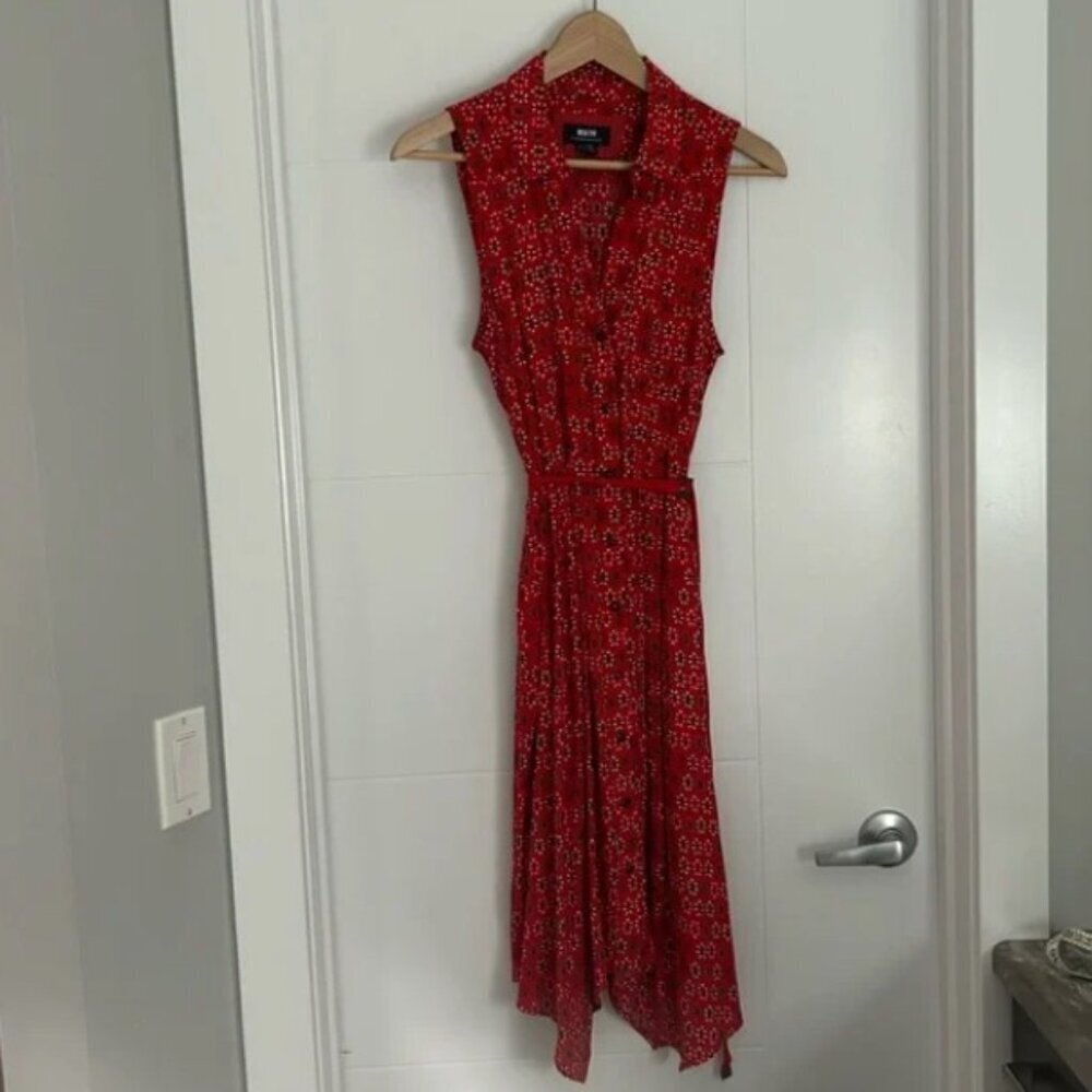 MAEVE (by Anthropologie) Vicki Red Geometric Floral Shirtdress Sleeveless Midi 2 - Picture 6 of 11